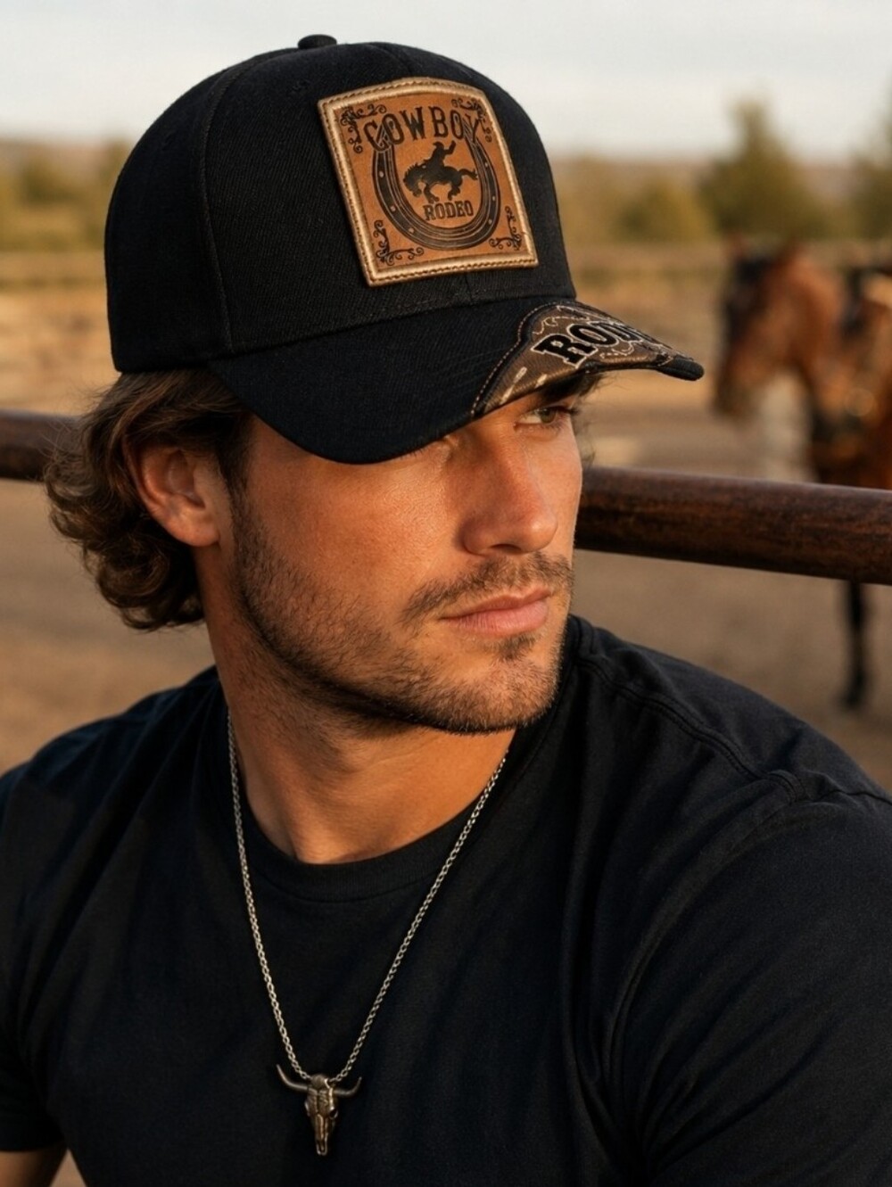Zion Mens Cowboys Rodeo Cap/ Hat Black/Brown One Size Fits